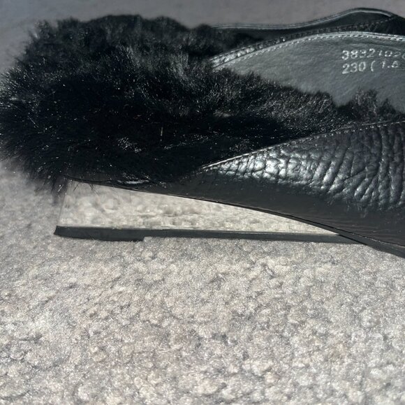 UNITED NUDE MIRROR LOW ROCKET HEEL FUR  POINTY TOE BLACK PEBBLE LEATHER MULE 36 - Picture 3 of 11
